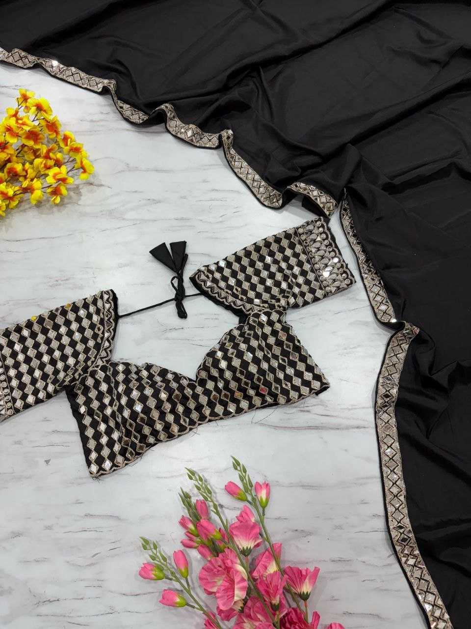 Ynf Crepe KESH508 71 Sarees Wholesale Designer Sarees Fancy Sarees Mirror Work Saree Manufacturer