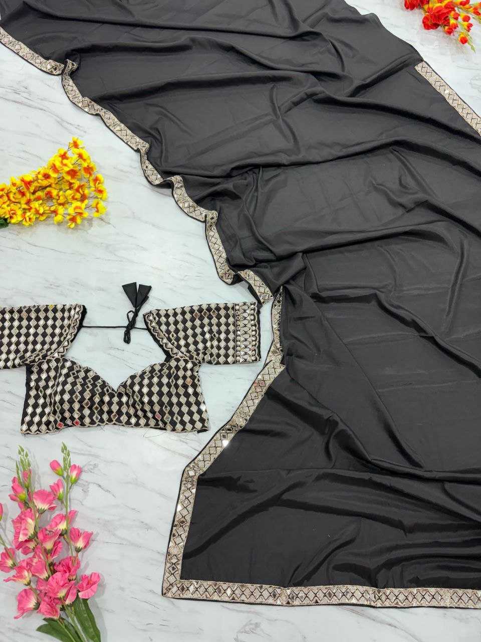 Ynf Crepe KESH508 71 Sarees Wholesale Designer Sarees Fancy Sarees Mirror Work Saree Manufacturer