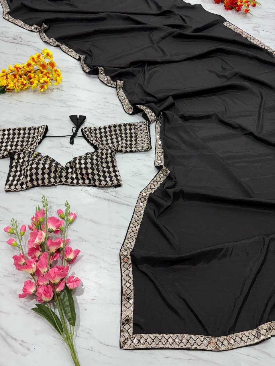 Ynf Crepe KESH508 71 Sarees Wholesale Designer Sarees Fancy Sarees Mirror Work Saree Manufacturer