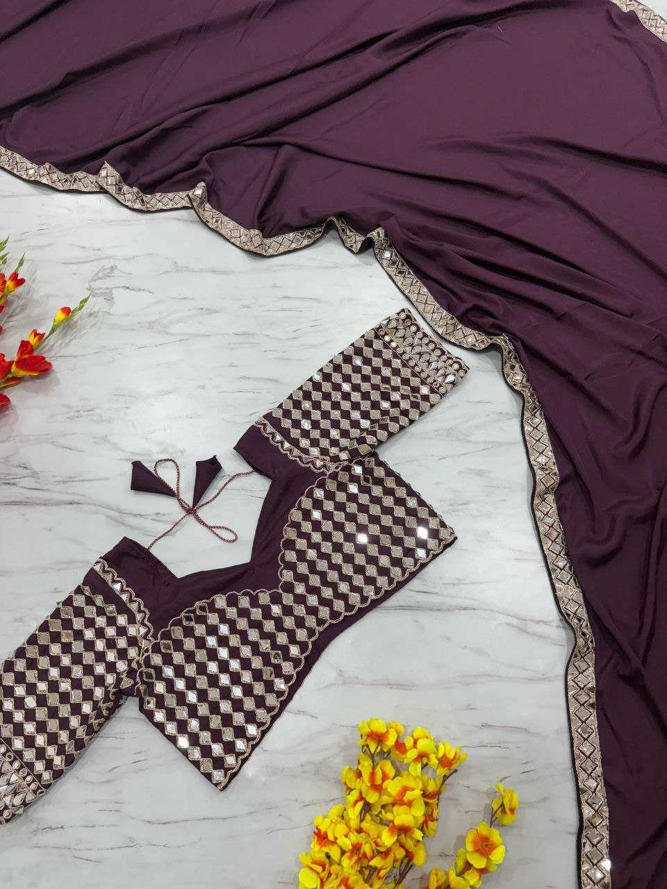 Ynf Crepe KESH508 71 Sarees Wholesale Designer Sarees Fancy Sarees Mirror Work Saree Manufacturer
