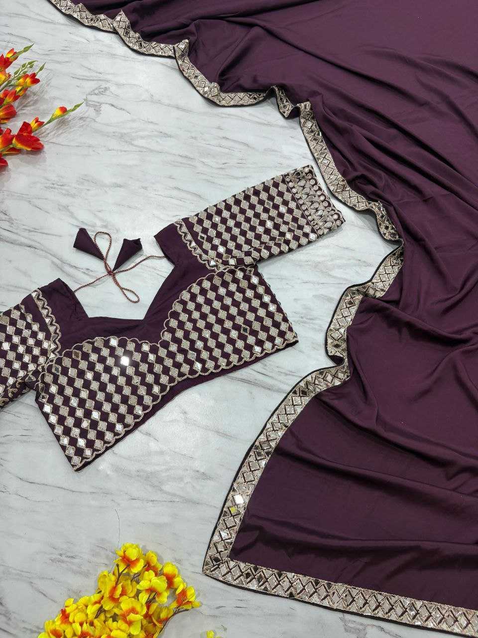 Ynf Crepe KESH508 71 Sarees Wholesale Designer Sarees Fancy Sarees Mirror Work Saree Manufacturer