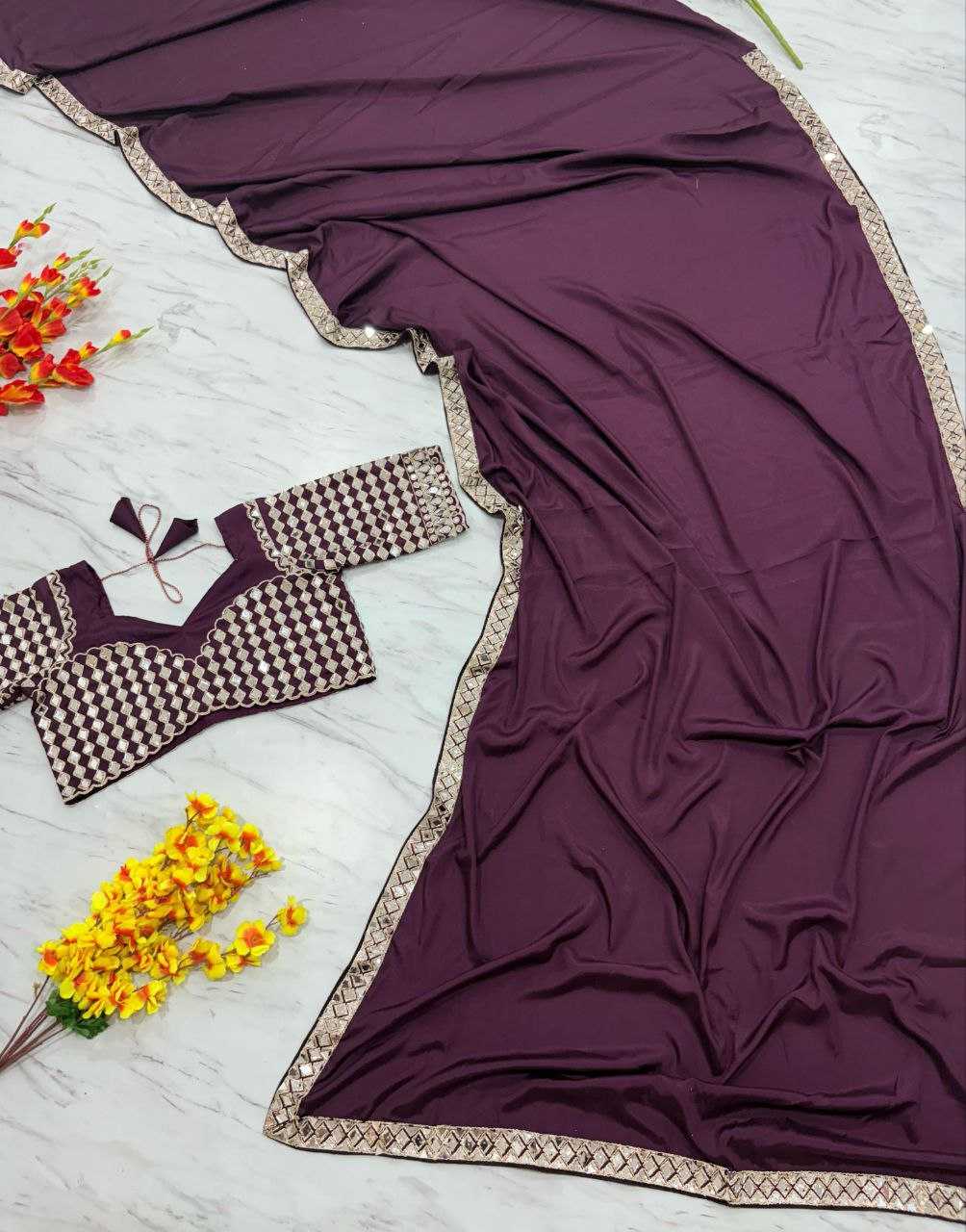 Ynf Crepe KESH508 71 Sarees Wholesale Designer Sarees Fancy Sarees Mirror Work Saree Manufacturer