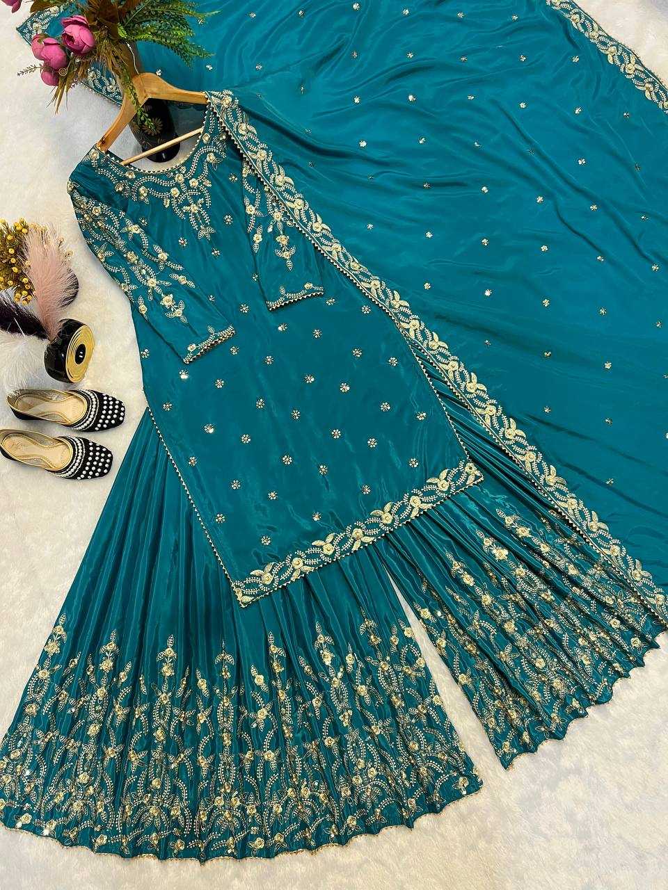 Ynf Crepe Silk KESH528 467 Suits & Dresses Wedding Collections Festive Collections Wholesale Embroidery Suits Ladies Silk Suit Wedding Outfits Manufacturer