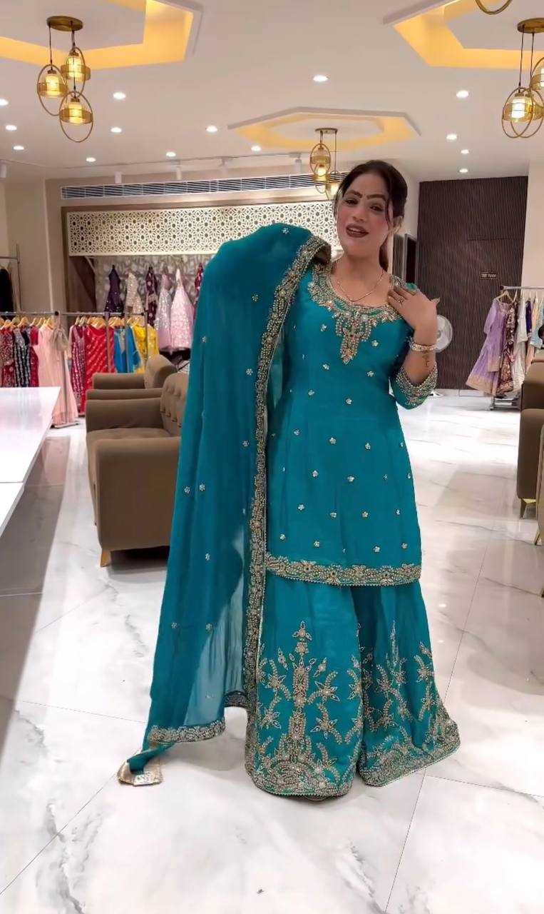 Ynf Crepe Silk KESH528 467 Suits & Dresses Wedding Collections Festive Collections Wholesale Embroidery Suits Ladies Silk Suit Wedding Outfits Manufacturer