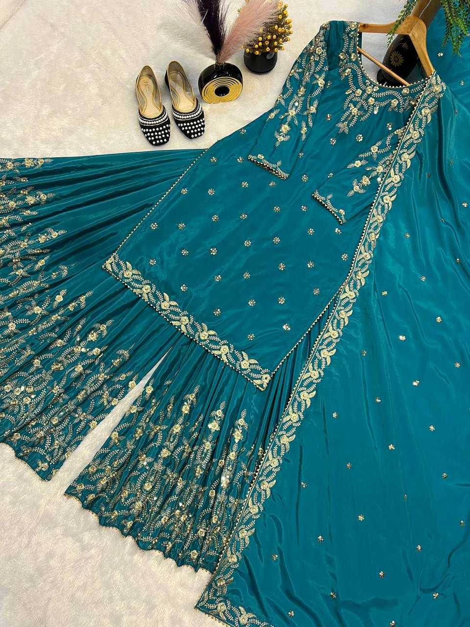 Ynf Crepe Silk KESH528 467 Suits & Dresses Wedding Collections Festive Collections Wholesale Embroidery Suits Ladies Silk Suit Wedding Outfits Manufacturer