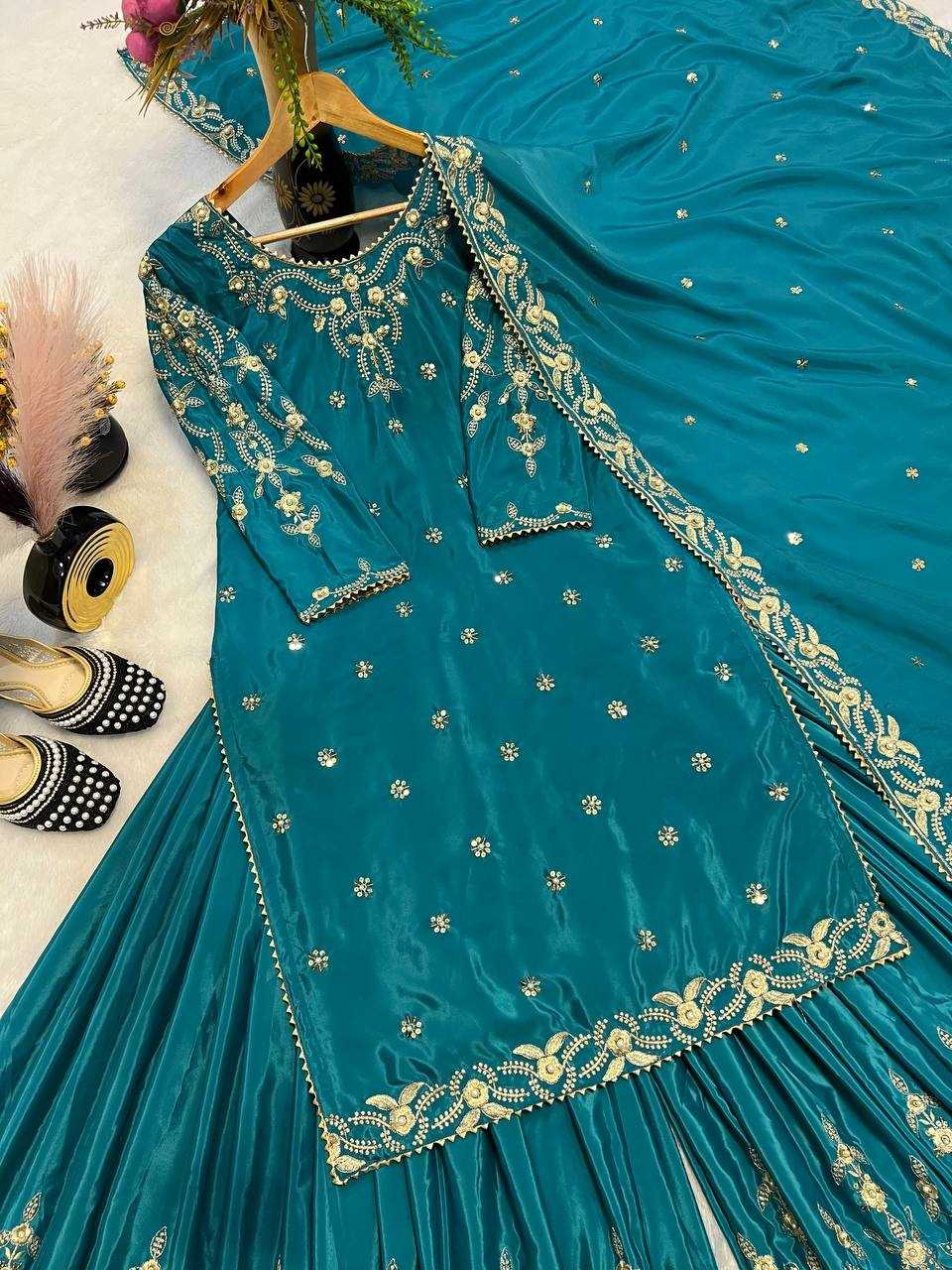 Ynf Crepe Silk KESH528 467 Suits & Dresses Wedding Collections Festive Collections Wholesale Embroidery Suits Ladies Silk Suit Wedding Outfits Manufacturer
