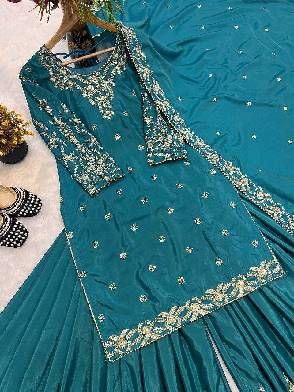Ynf Crepe Silk KESH528 467 Suits & Dresses Wedding Collections Festive Collections Wholesale Embroidery Suits Ladies Silk Suit Wedding Outfits Manufacturer