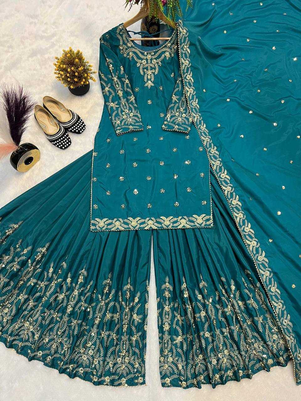 Ynf Crepe Silk KESH528 467 Suits & Dresses Wedding Collections Festive Collections Wholesale Embroidery Suits Ladies Silk Suit Wedding Outfits Manufacturer