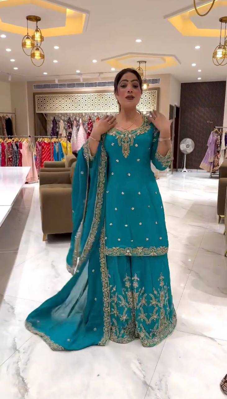 Ynf Crepe Silk KESH528 467 Suits & Dresses Wedding Collections Festive Collections Wholesale Embroidery Suits Ladies Silk Suit Wedding Outfits Manufacturer