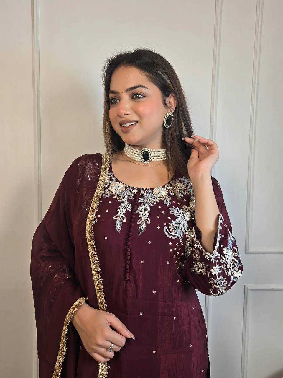 Ynf Crepe Silk RIN110 374 Suits & Dresses Wholesale Ladies Suits Embroidery Suits Ladies Salwar Suits Manufacturer