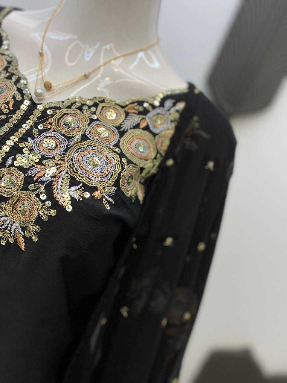 Ynf Crepe Silk RIN141 1978 Suits & Dresses Wholesale Embroidery Suits Palazzo Suit Black Salwar Suit Manufacturer