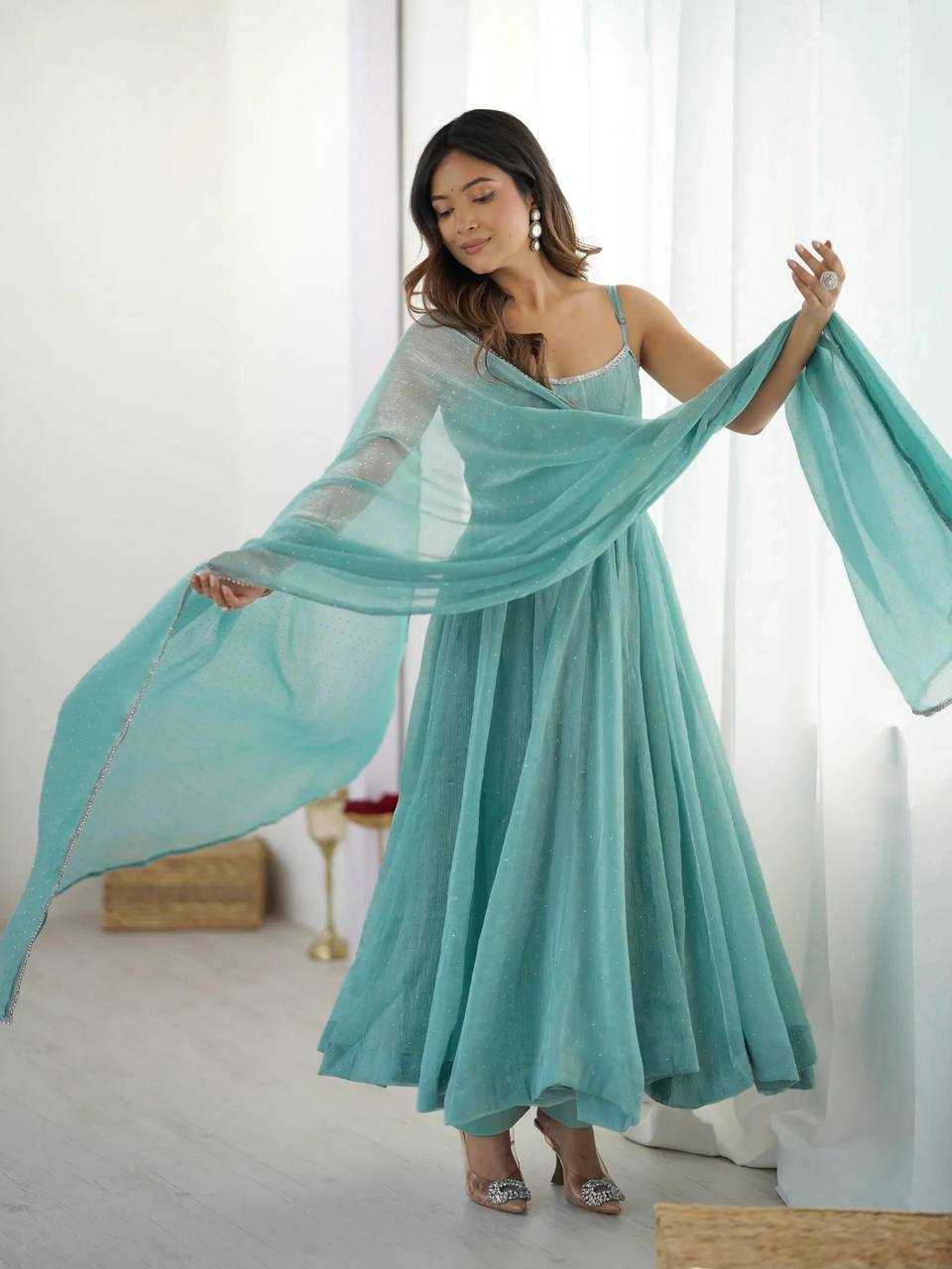 Ynf Crunchi KESH504 287 Gowns Wedding Collections Festive Collections Wholesale Anarkali Gown Party Wear Gowns Silk Gowns Manufacturer
