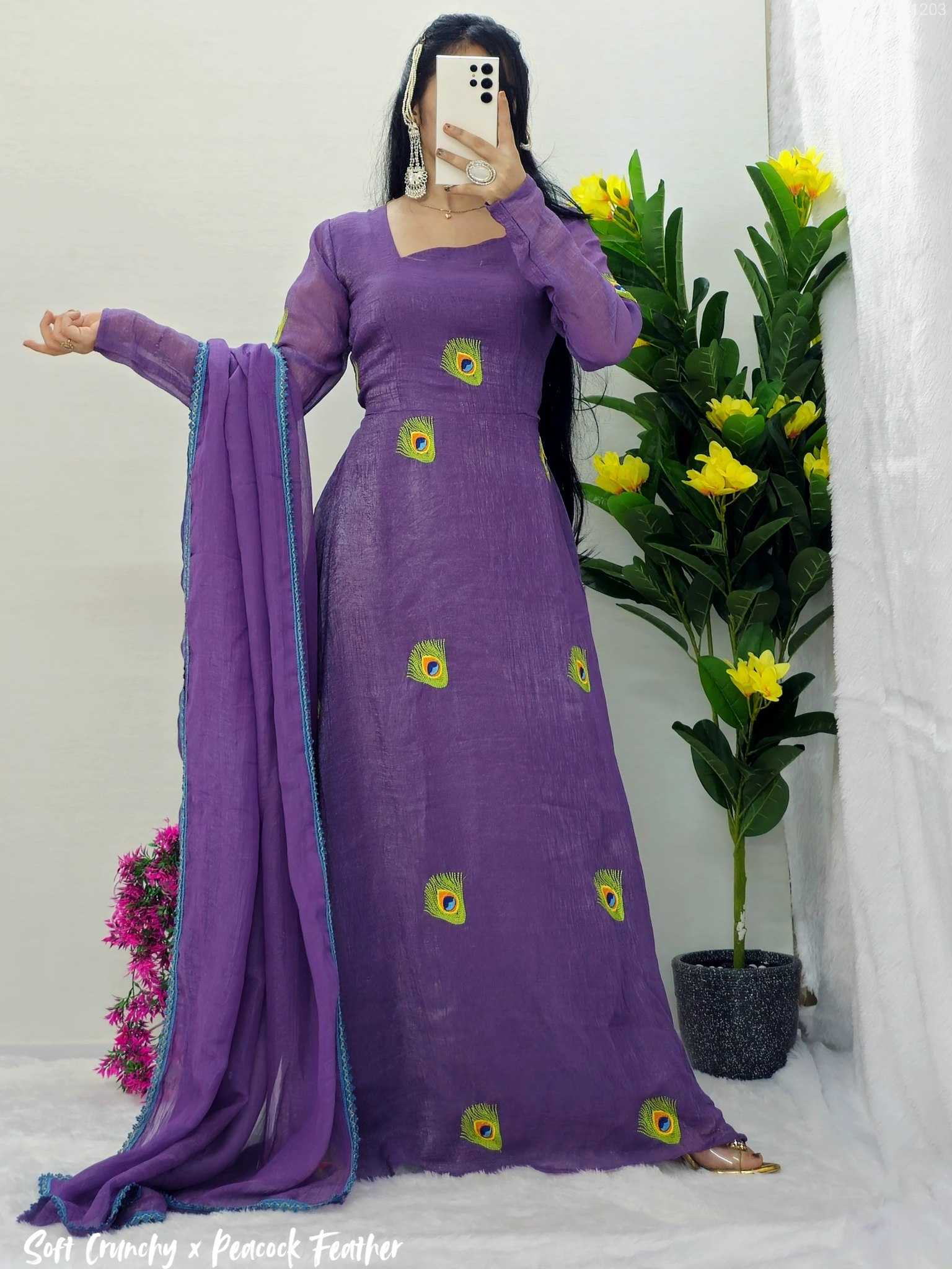 Ynf Crunchi KESH538 1203 Gowns Wholesale Printed Gowns Anarkali Gown Long Gowns Manufacturer