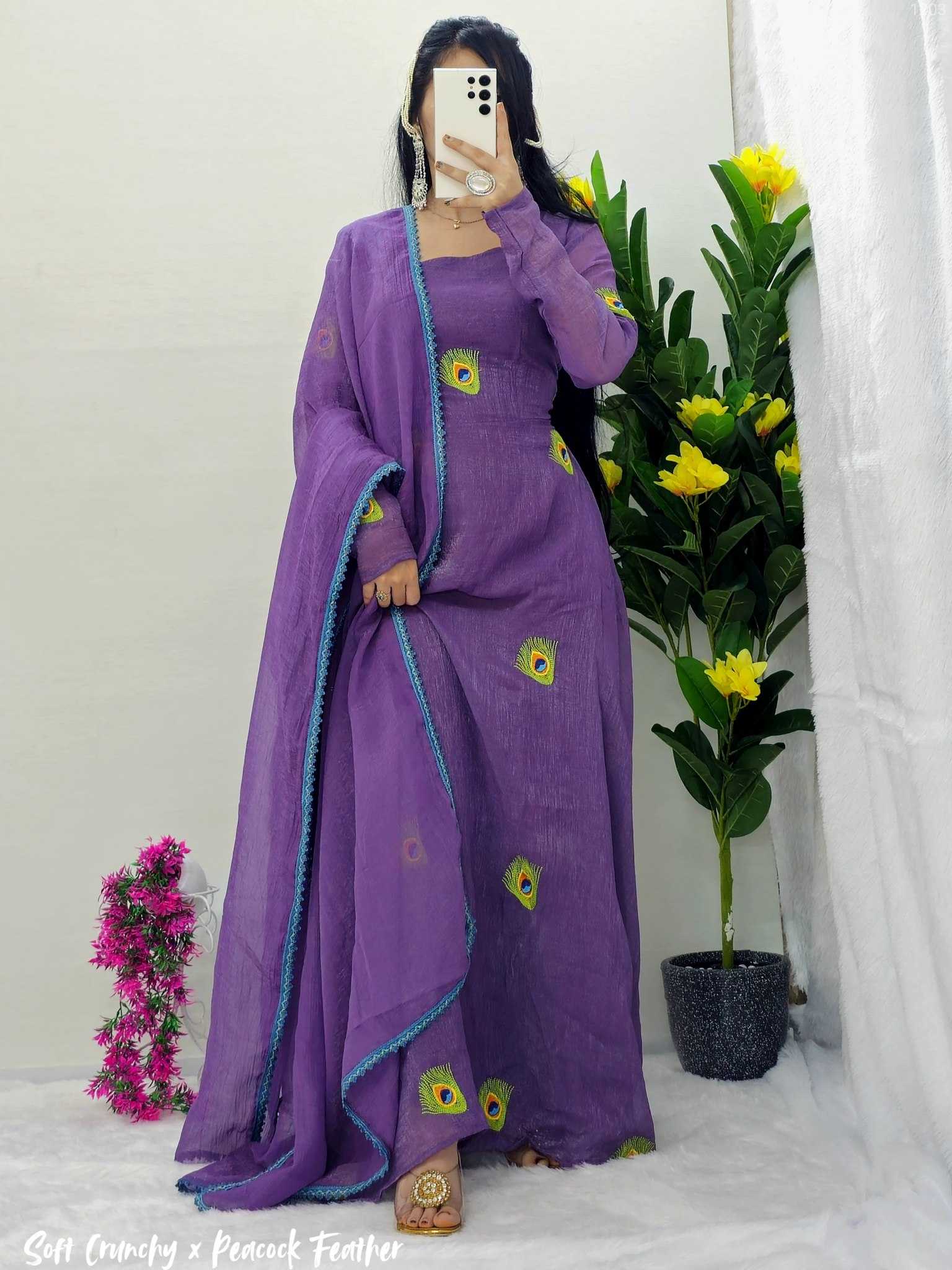 Ynf Crunchi KESH538 1203 Gowns Wholesale Printed Gowns Anarkali Gown Long Gowns Manufacturer