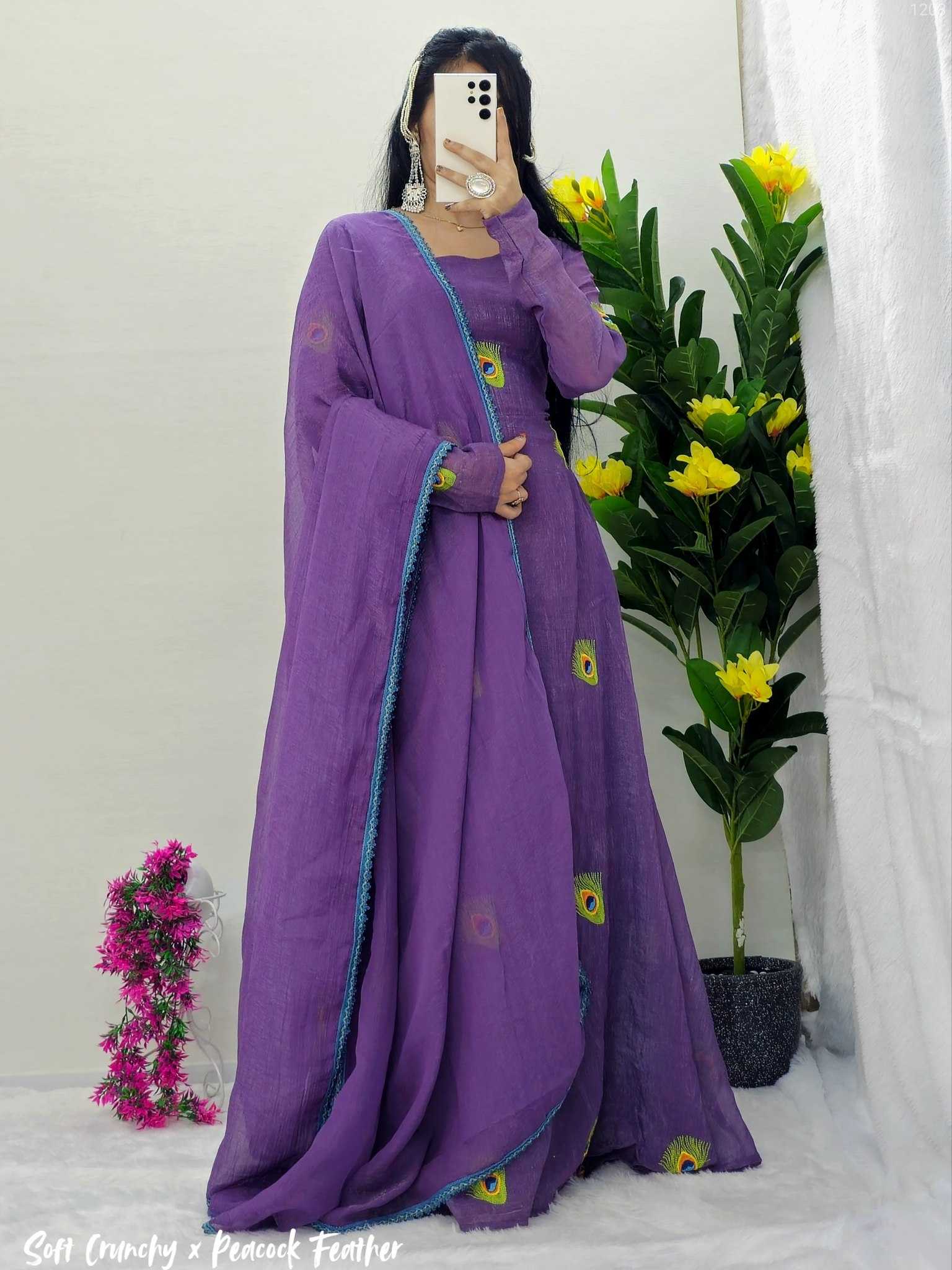Ynf Crunchi KESH538 1203 Gowns Wholesale Printed Gowns Anarkali Gown Long Gowns Manufacturer