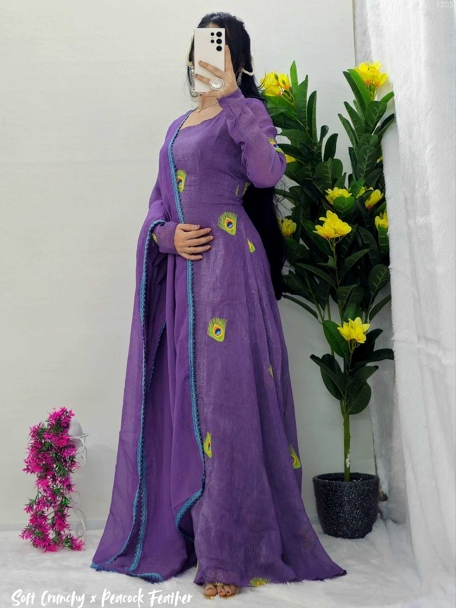 Ynf Crunchi KESH538 1203 Gowns Wholesale Printed Gowns Anarkali Gown Long Gowns Manufacturer