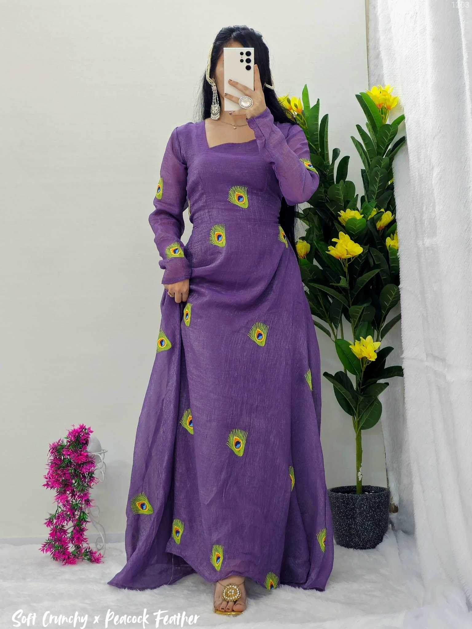 Ynf Crunchi KESH538 1203 Gowns Wholesale Printed Gowns Anarkali Gown Long Gowns Manufacturer