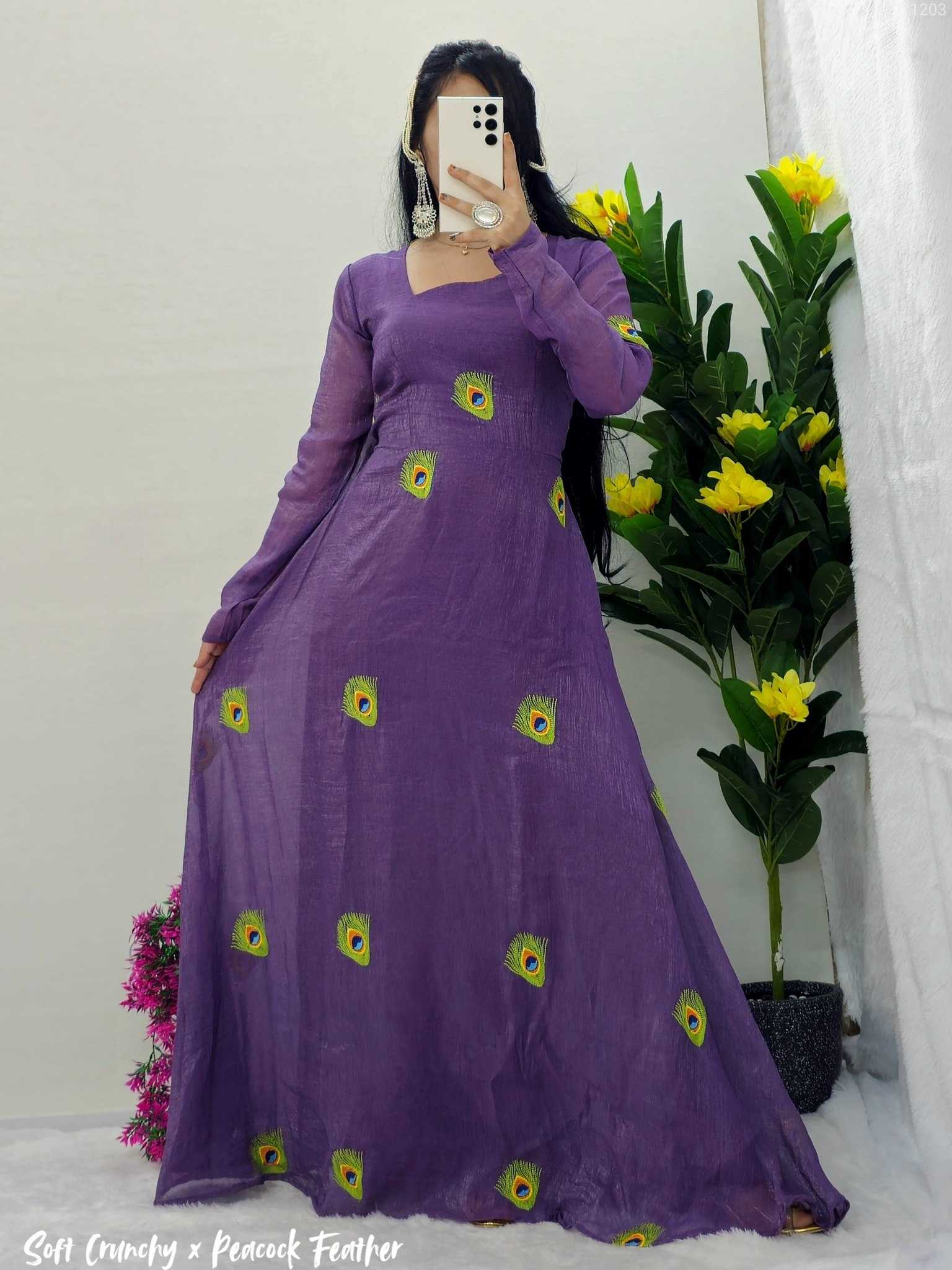Ynf Crunchi KESH538 1203 Gowns Wholesale Printed Gowns Anarkali Gown Long Gowns Manufacturer