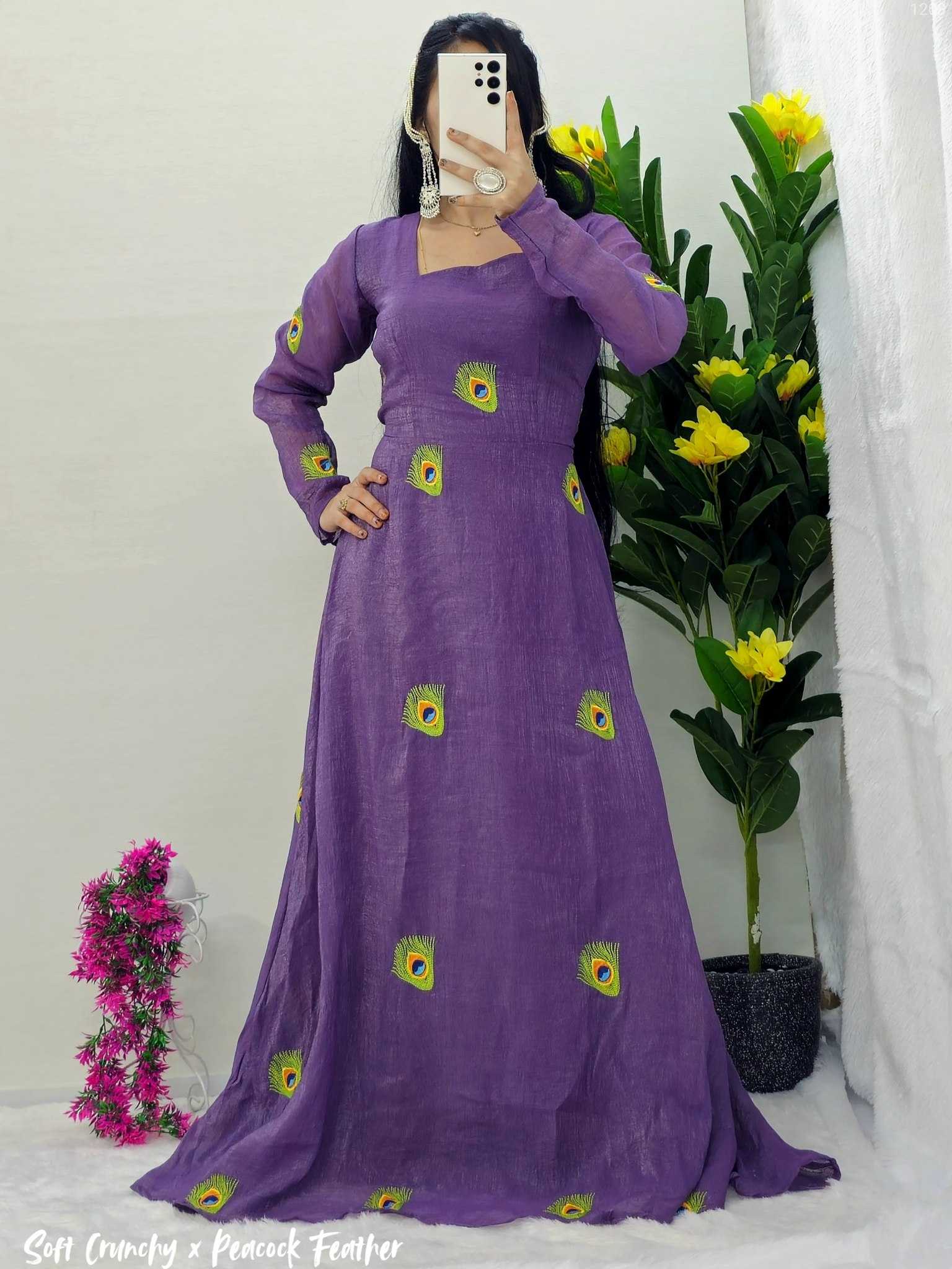Ynf Crunchi KESH538 1203 Gowns Wholesale Printed Gowns Anarkali Gown Long Gowns Manufacturer