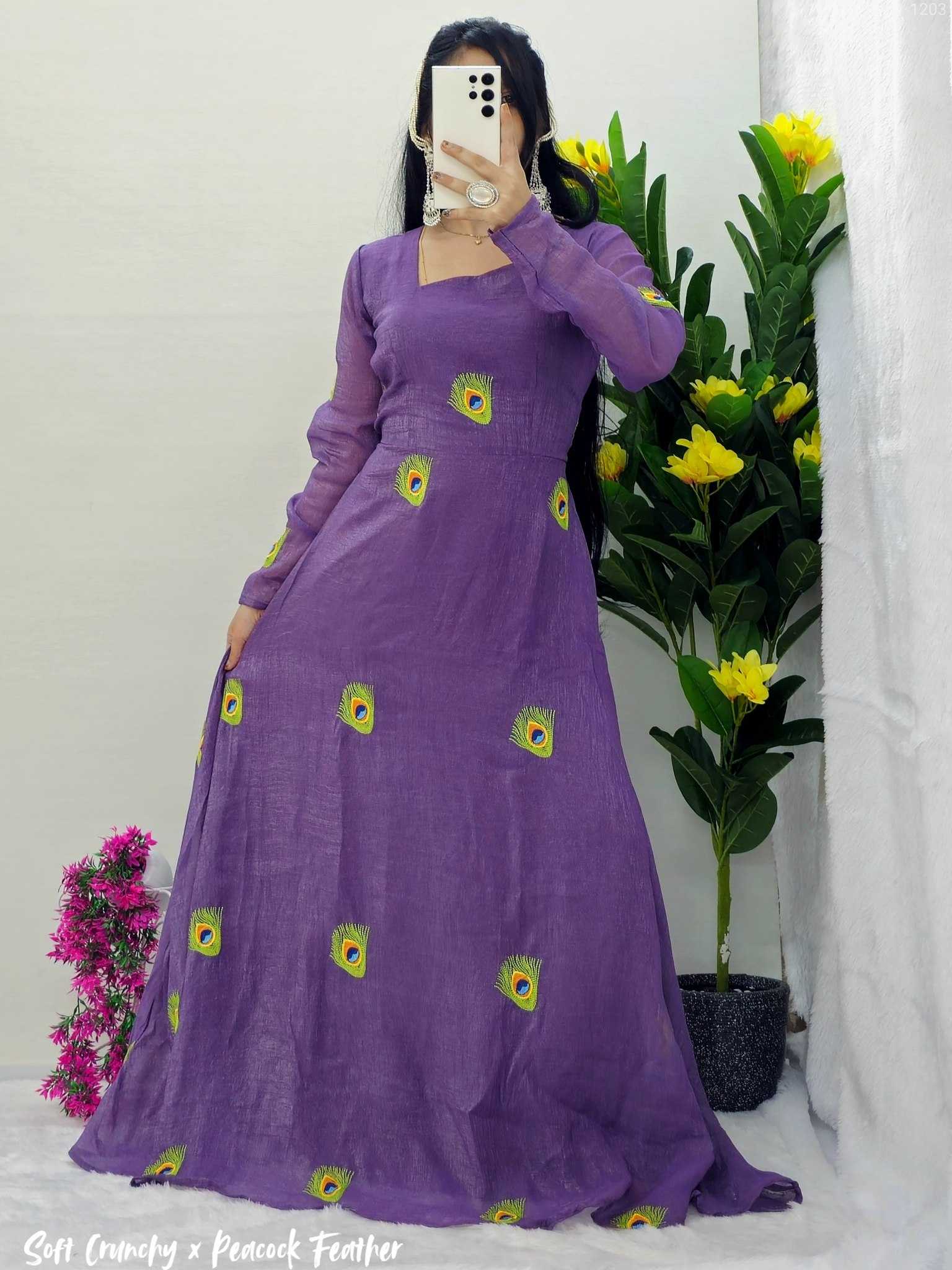 Ynf Crunchi KESH538 1203 Gowns Wholesale Printed Gowns Anarkali Gown Long Gowns Manufacturer