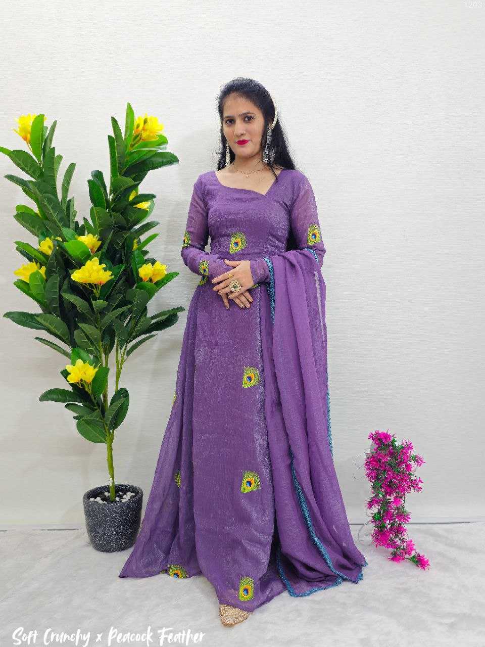 Ynf Crunchi KESH538 1203 Gowns Wholesale Printed Gowns Anarkali Gown Long Gowns Manufacturer