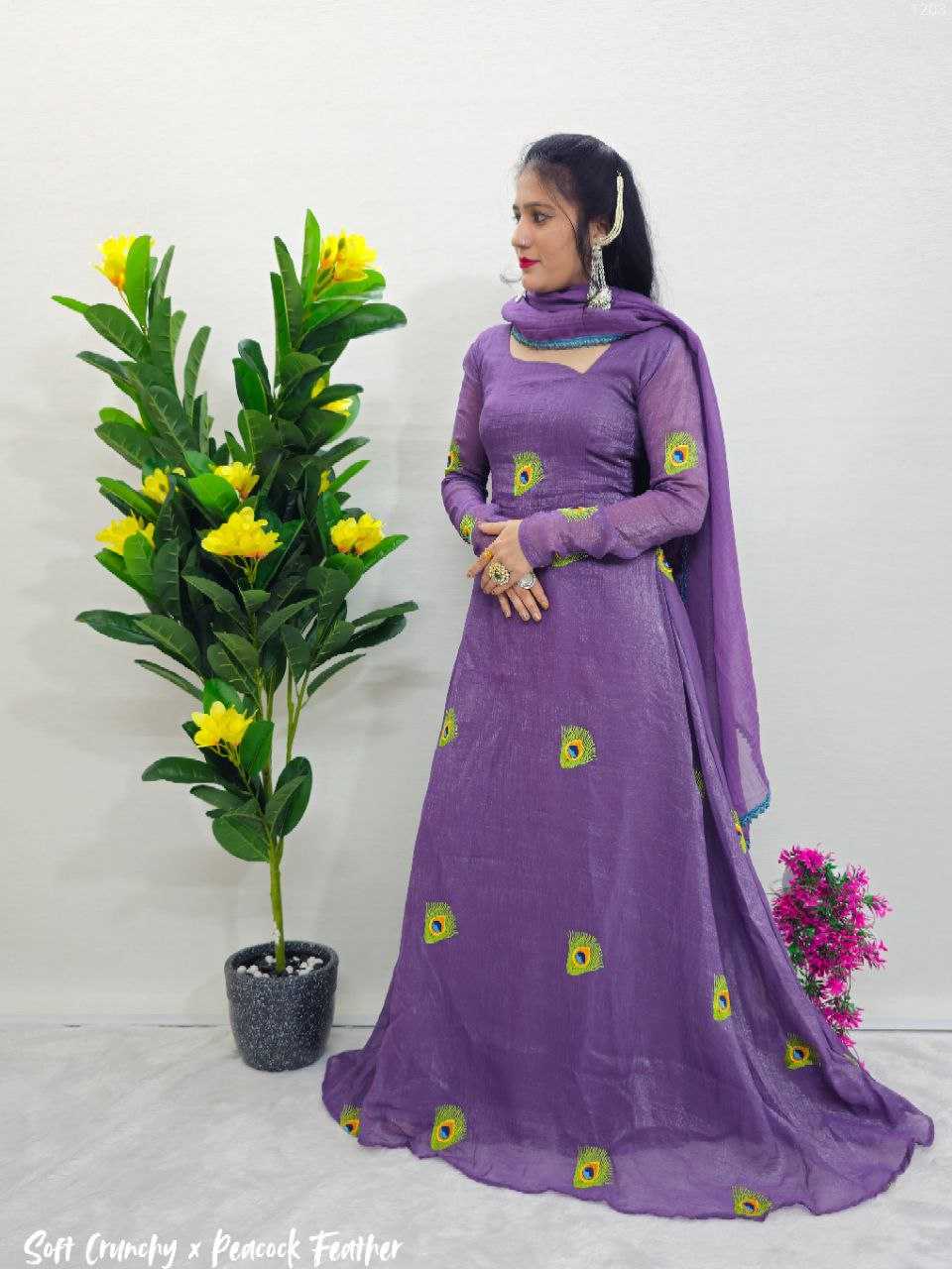 Ynf Crunchi KESH538 1203 Gowns Wholesale Printed Gowns Anarkali Gown Long Gowns Manufacturer