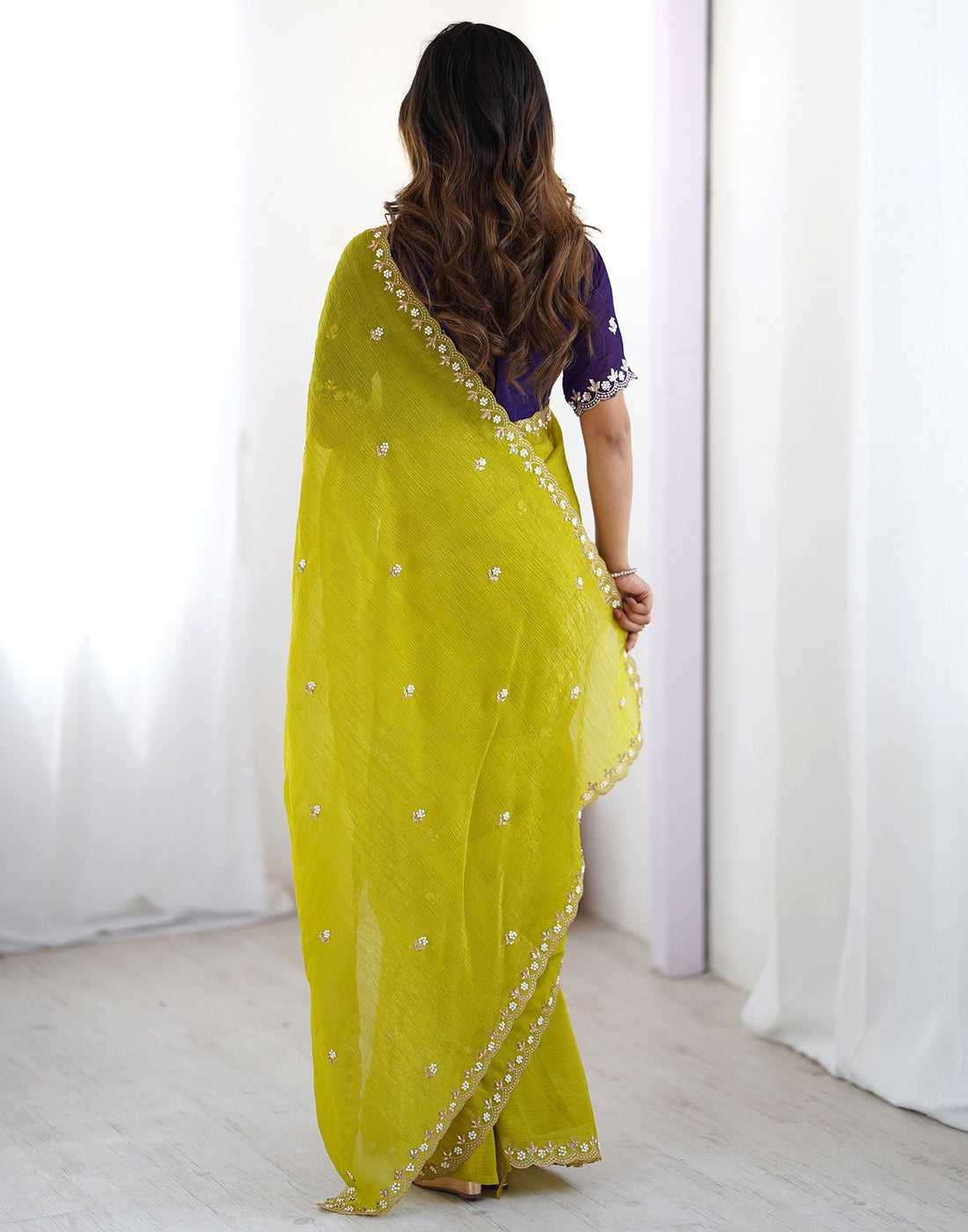 Ynf Crunchi KESH545 Bhumi Sarees Wholesale Party Wear Sarees Fancy Sarees Embroidered Sarees Stone Work Saree Cutwork Saree Manufacturer