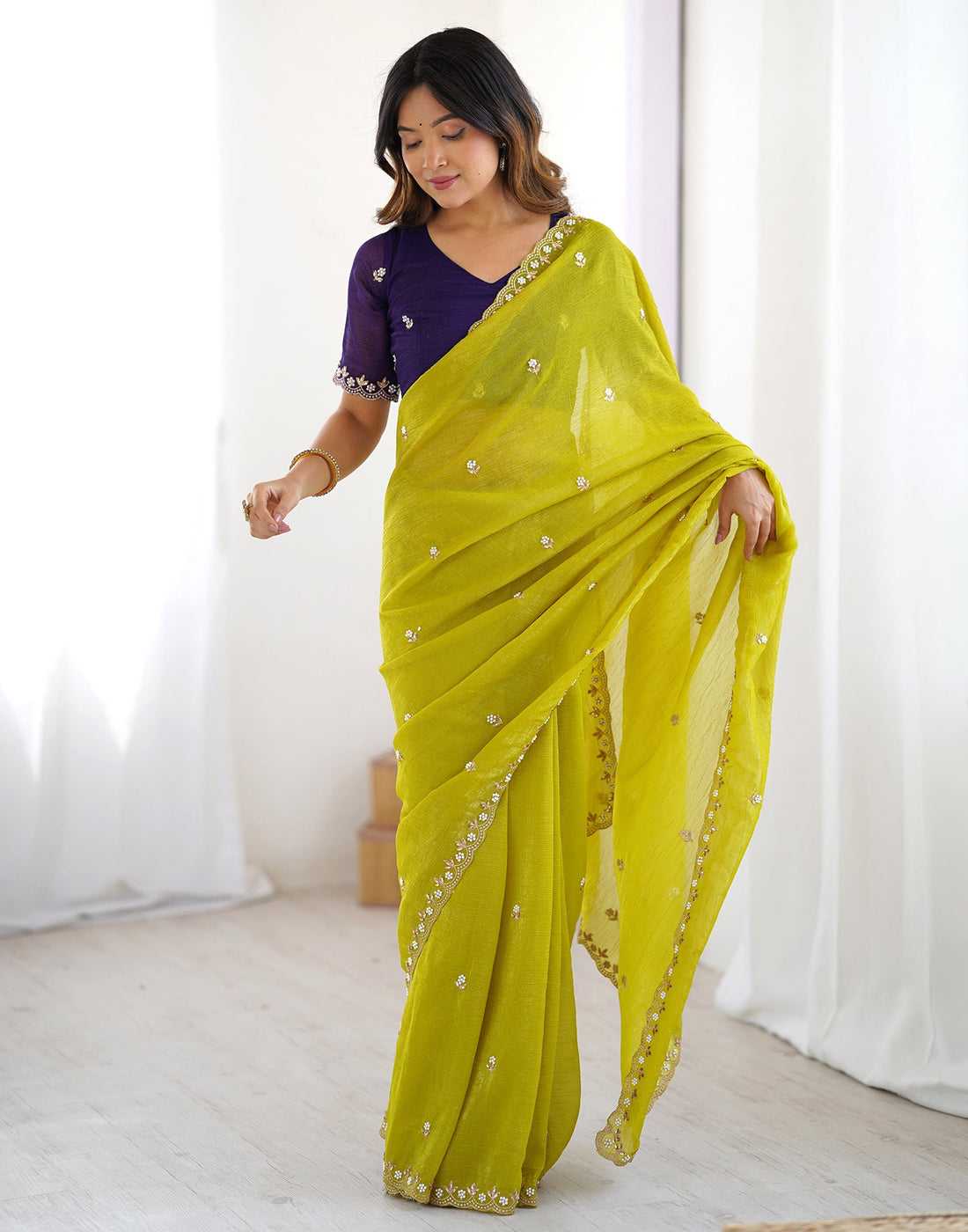 Ynf Crunchi KESH545 Bhumi Sarees Wholesale Party Wear Sarees Fancy Sarees Embroidered Sarees Stone Work Saree Cutwork Saree Manufacturer