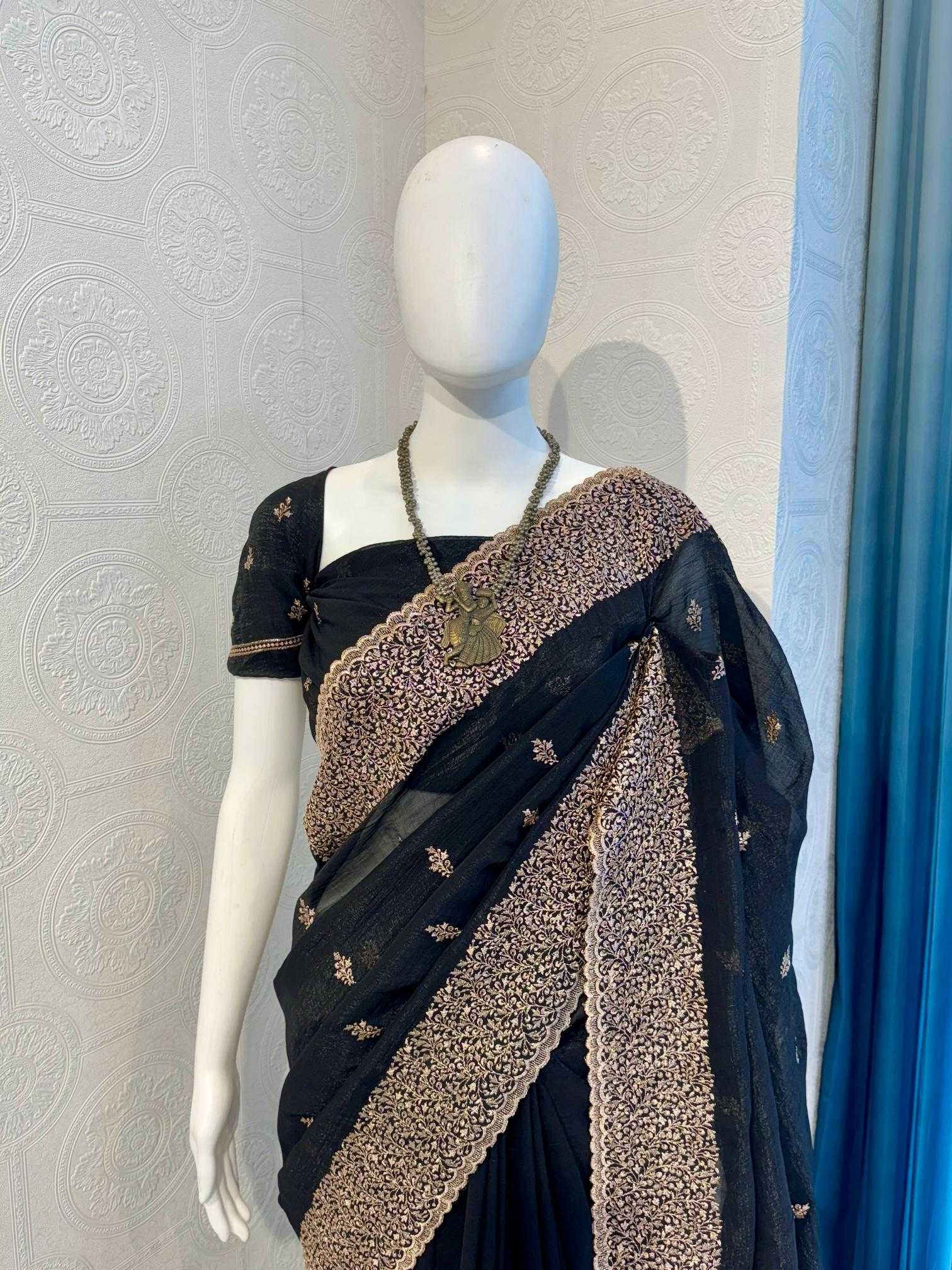 Ynf Crunchi RIN118 crunchy Sarees Wholesale Designer Sarees Embroidered Sarees Cutwork Saree Manufacturer