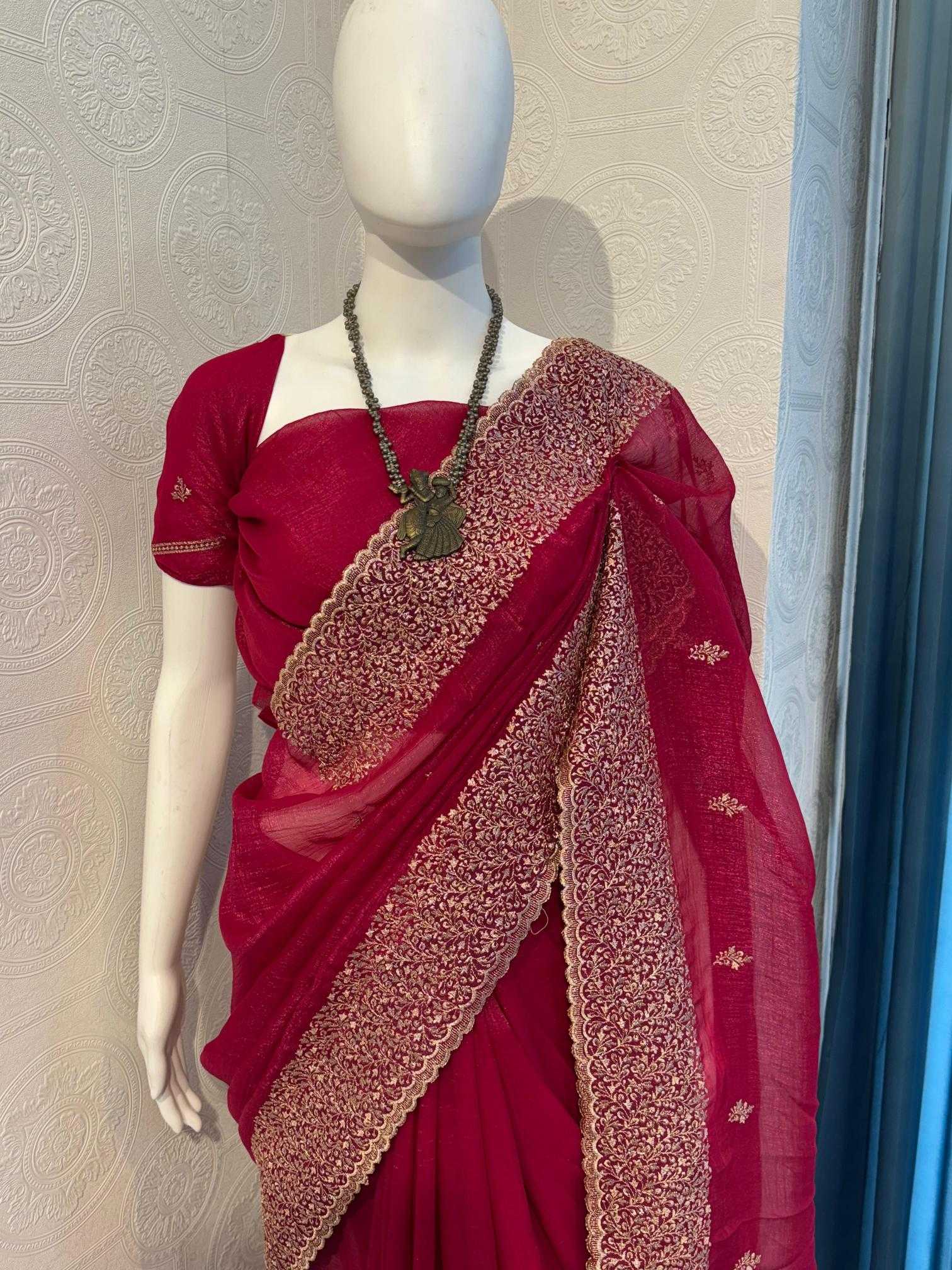 Ynf Crunchi RIN118 crunchy Sarees Wholesale Designer Sarees Embroidered Sarees Cutwork Saree Manufacturer