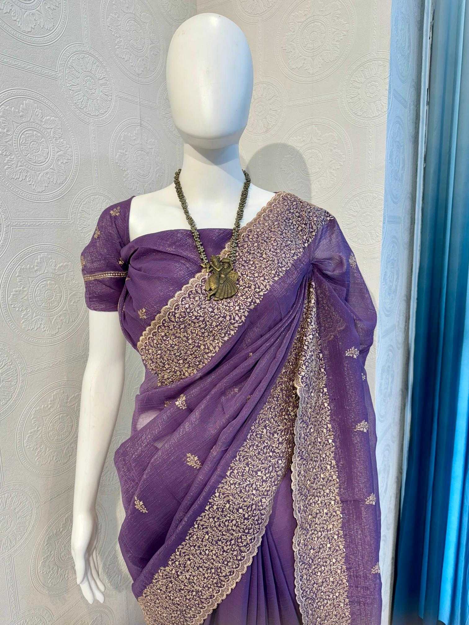 Ynf Crunchi RIN118 crunchy Sarees Wholesale Designer Sarees Embroidered Sarees Cutwork Saree Manufacturer