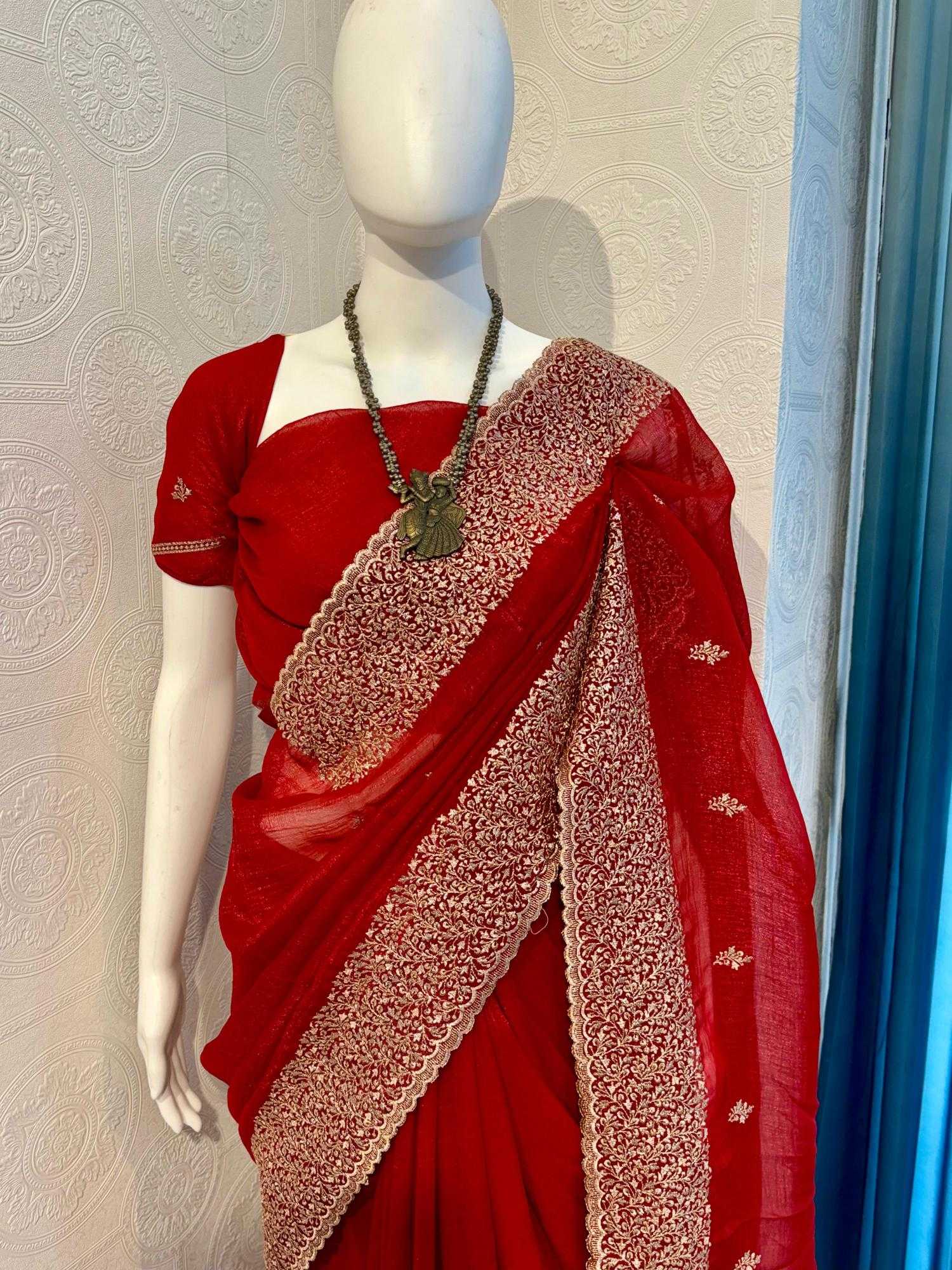 Ynf Crunchi RIN118 crunchy Sarees Wholesale Designer Sarees Embroidered Sarees Cutwork Saree Manufacturer