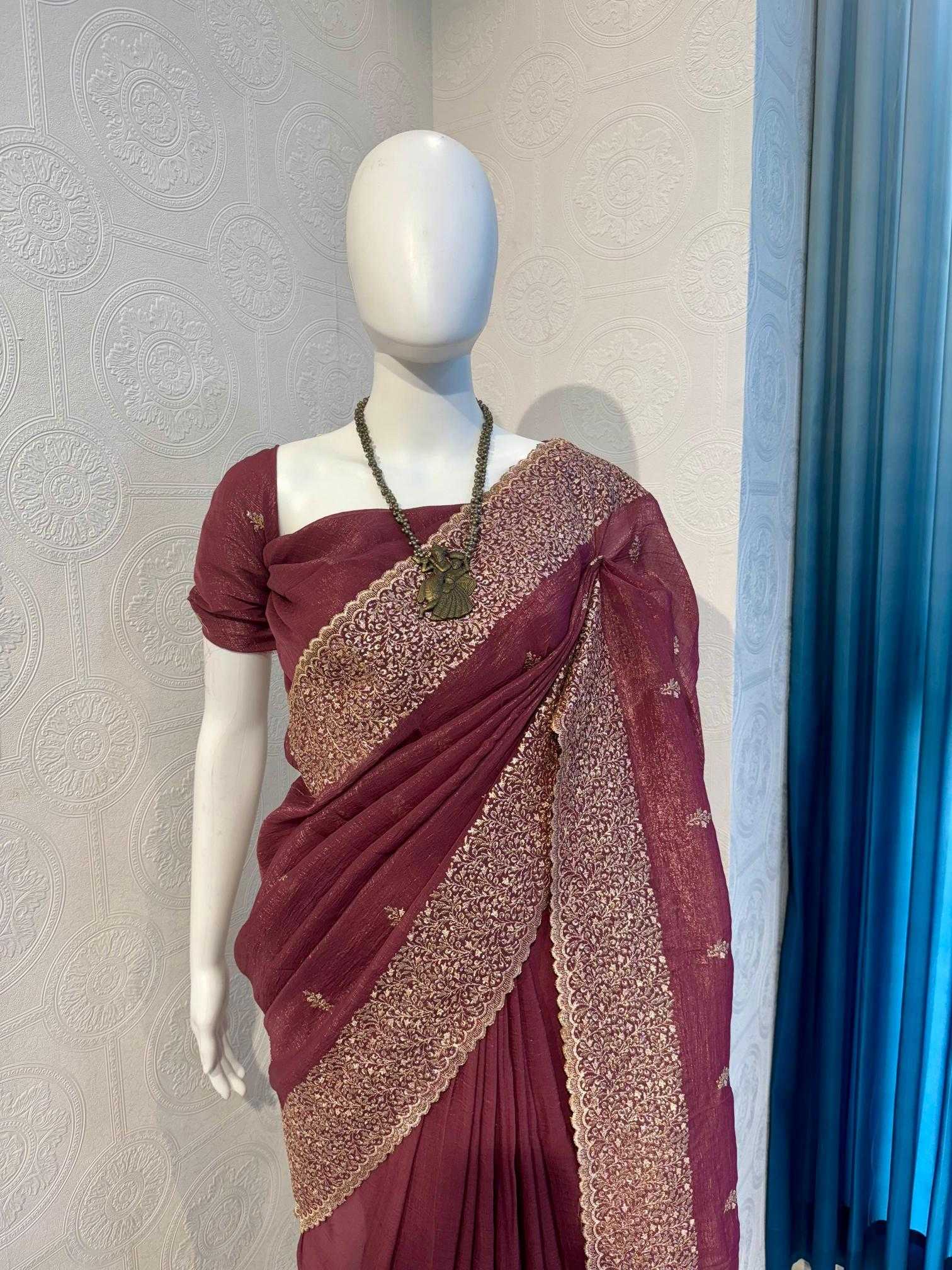 Ynf Crunchi RIN118 crunchy Sarees Wholesale Designer Sarees Embroidered Sarees Cutwork Saree Manufacturer