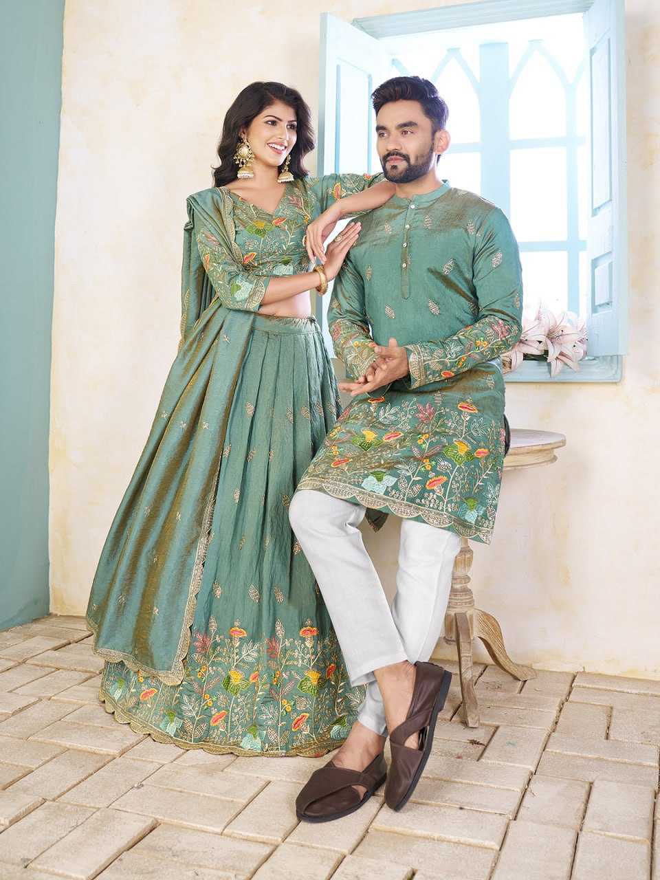 Ynf Crunchi RIN131 05 Couple Wear Wholesale Couple Matching Ethnic Outfits Manufacturer