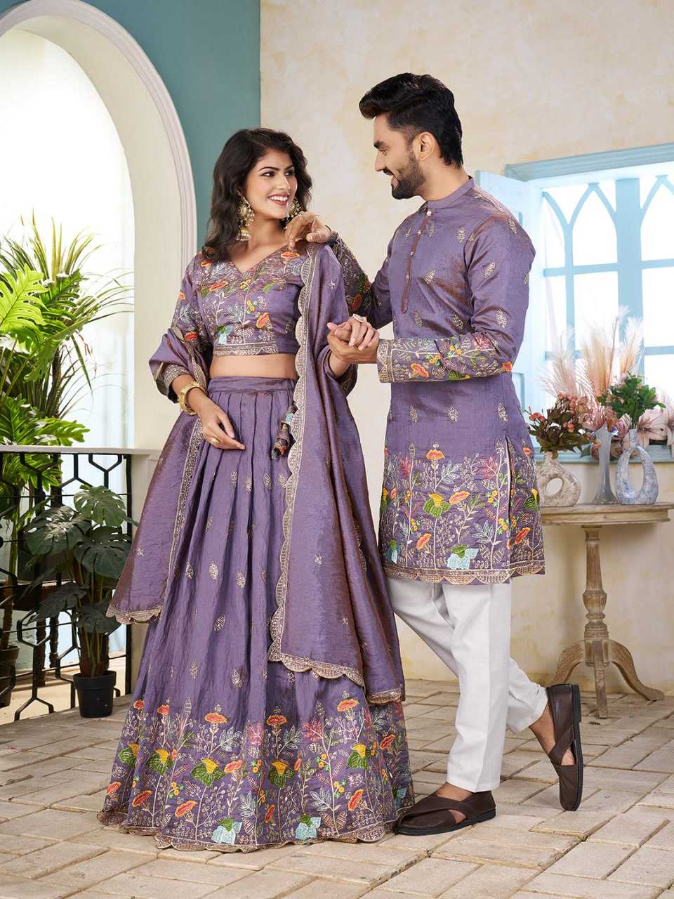 Ynf Crunchi RIN131 05 Couple Wear Wholesale Couple Matching Ethnic Outfits Manufacturer