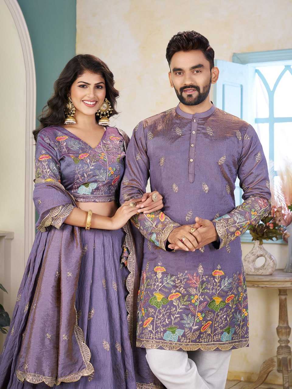 Ynf Crunchi RIN131 05 Couple Wear Wholesale Couple Matching Ethnic Outfits Manufacturer