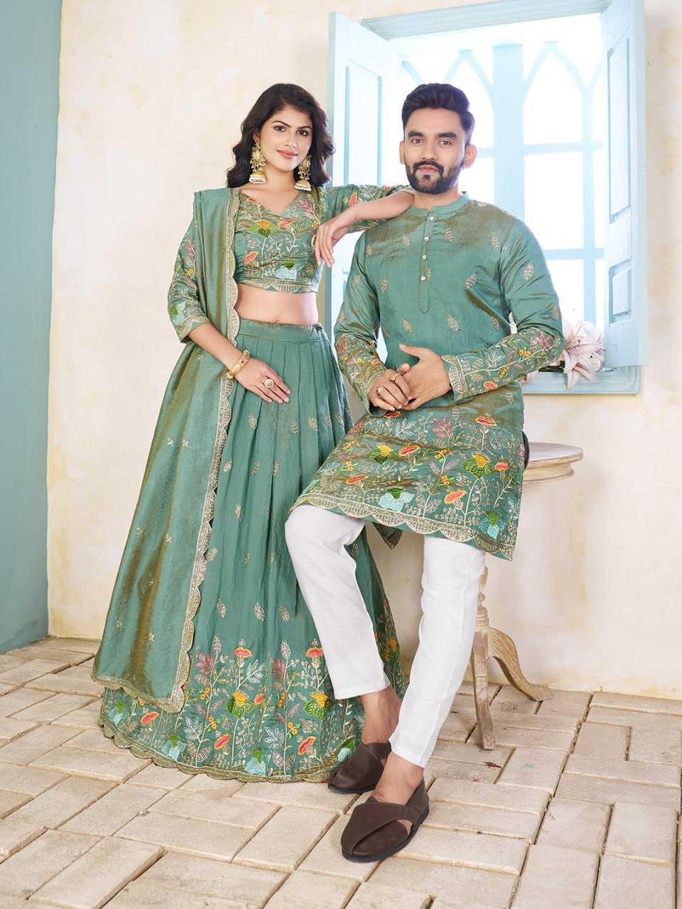 Ynf Crunchi RIN131 05 Couple Wear Wholesale Couple Matching Ethnic Outfits Manufacturer