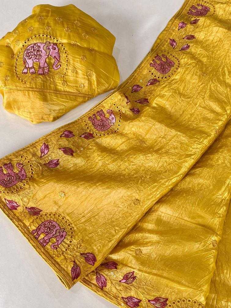 Ynf Crush Silk KESH249 Charvi Silk Sarees Wholesale Designer Silk Sarees Silk Sarees For Weddings Embroidered Silk Sarees Manufacturer
