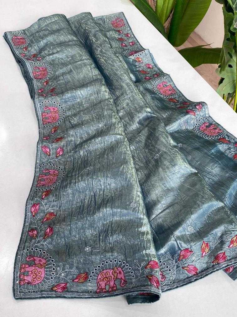Ynf Crush Silk KESH249 Charvi Silk Sarees Wholesale Designer Silk Sarees Silk Sarees For Weddings Embroidered Silk Sarees Manufacturer
