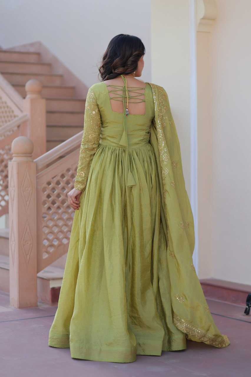 Ynf Crush Silk KESH491 9240 Gowns Wholesale Fancy Gowns Embroidery Gowns Long Gowns Manufacturer