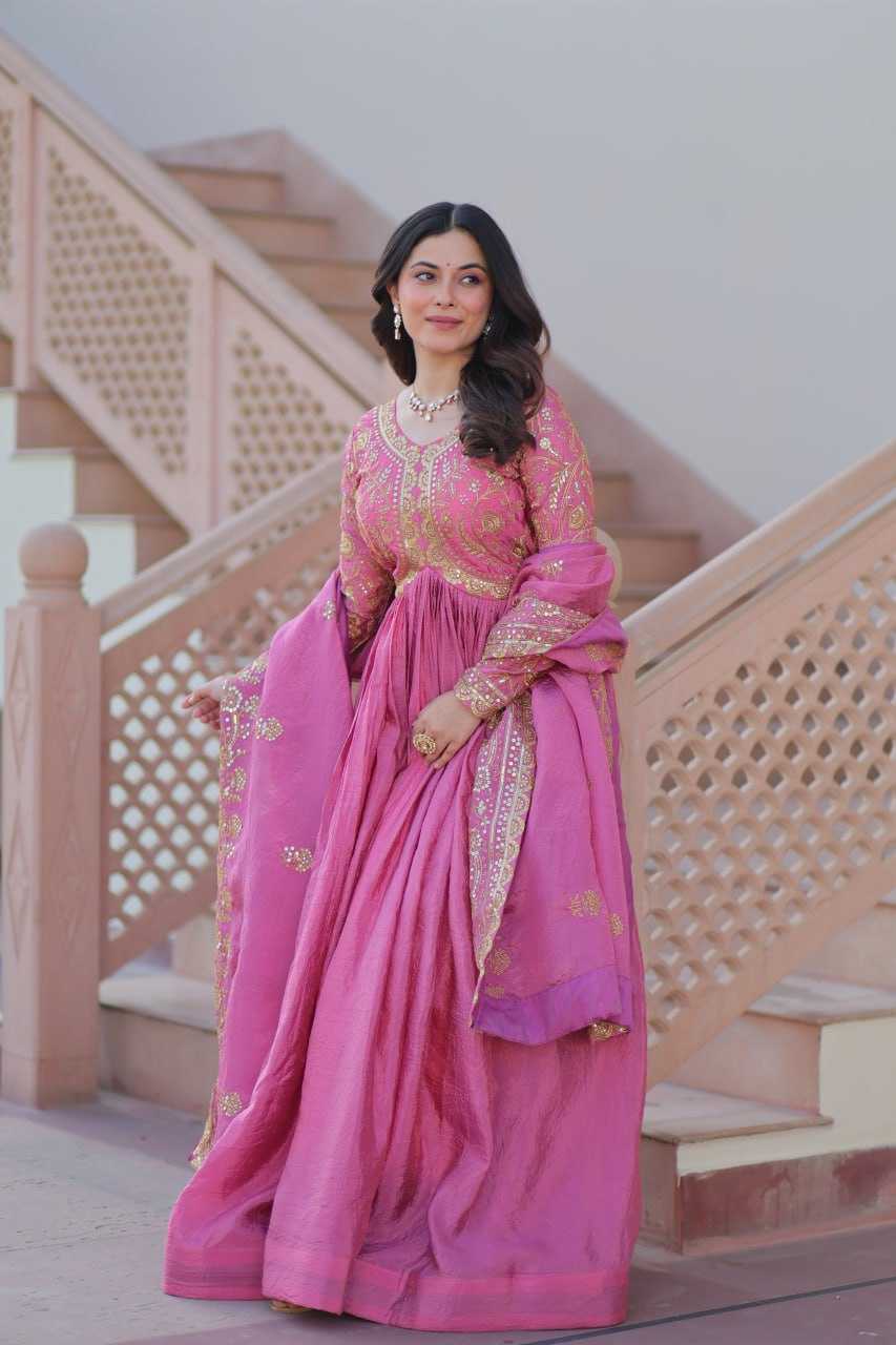Ynf Crush Silk KESH491 9240 Gowns Wholesale Fancy Gowns Embroidery Gowns Long Gowns Manufacturer