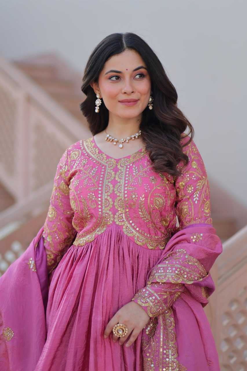 Ynf Crush Silk KESH491 9240 Gowns Wholesale Fancy Gowns Embroidery Gowns Long Gowns Manufacturer