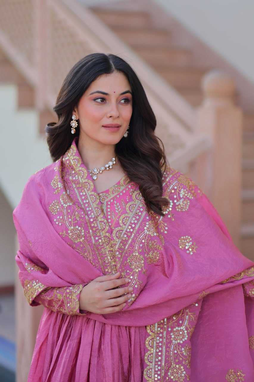 Ynf Crush Silk KESH491 9240 Gowns Wholesale Fancy Gowns Embroidery Gowns Long Gowns Manufacturer