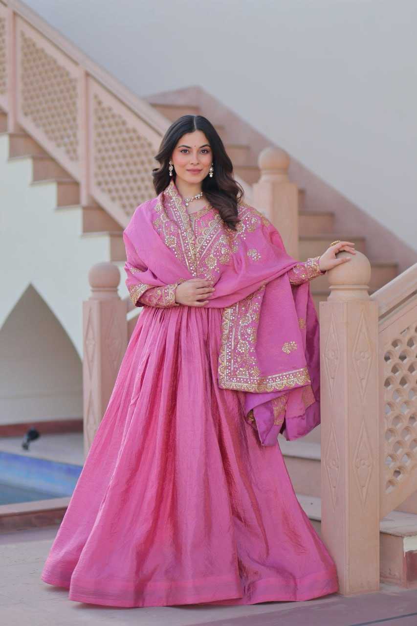 Ynf Crush Silk KESH491 9240 Gowns Wholesale Fancy Gowns Embroidery Gowns Long Gowns Manufacturer