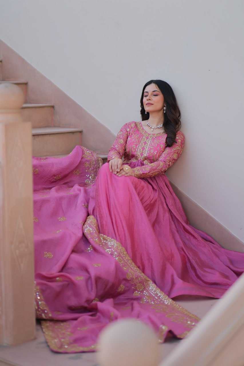 Ynf Crush Silk KESH491 9240 Gowns Wholesale Fancy Gowns Embroidery Gowns Long Gowns Manufacturer