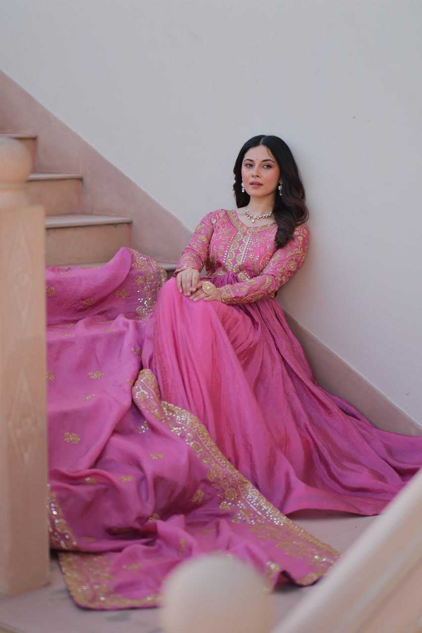 Ynf Crush Silk KESH491 9240 Gowns Wholesale Fancy Gowns Embroidery Gowns Long Gowns Manufacturer