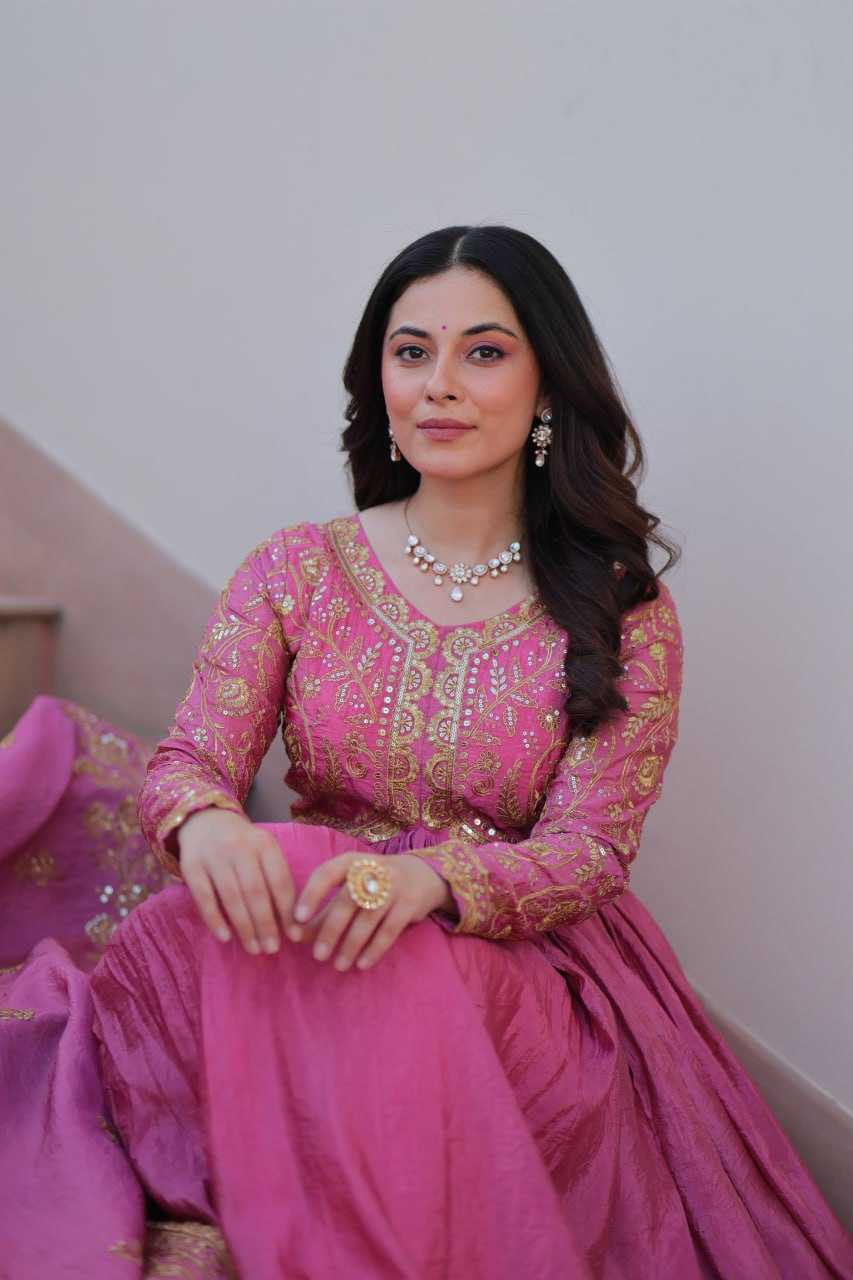 Ynf Crush Silk KESH491 9240 Gowns Wholesale Fancy Gowns Embroidery Gowns Long Gowns Manufacturer