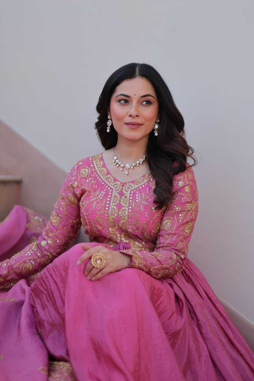 Ynf Crush Silk KESH491 9240 Gowns Wholesale Fancy Gowns Embroidery Gowns Long Gowns Manufacturer