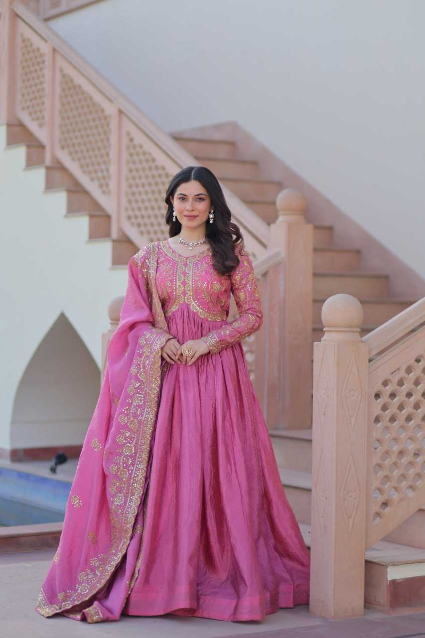 Ynf Crush Silk KESH491 9240 Gowns Wholesale Fancy Gowns Embroidery Gowns Long Gowns Manufacturer