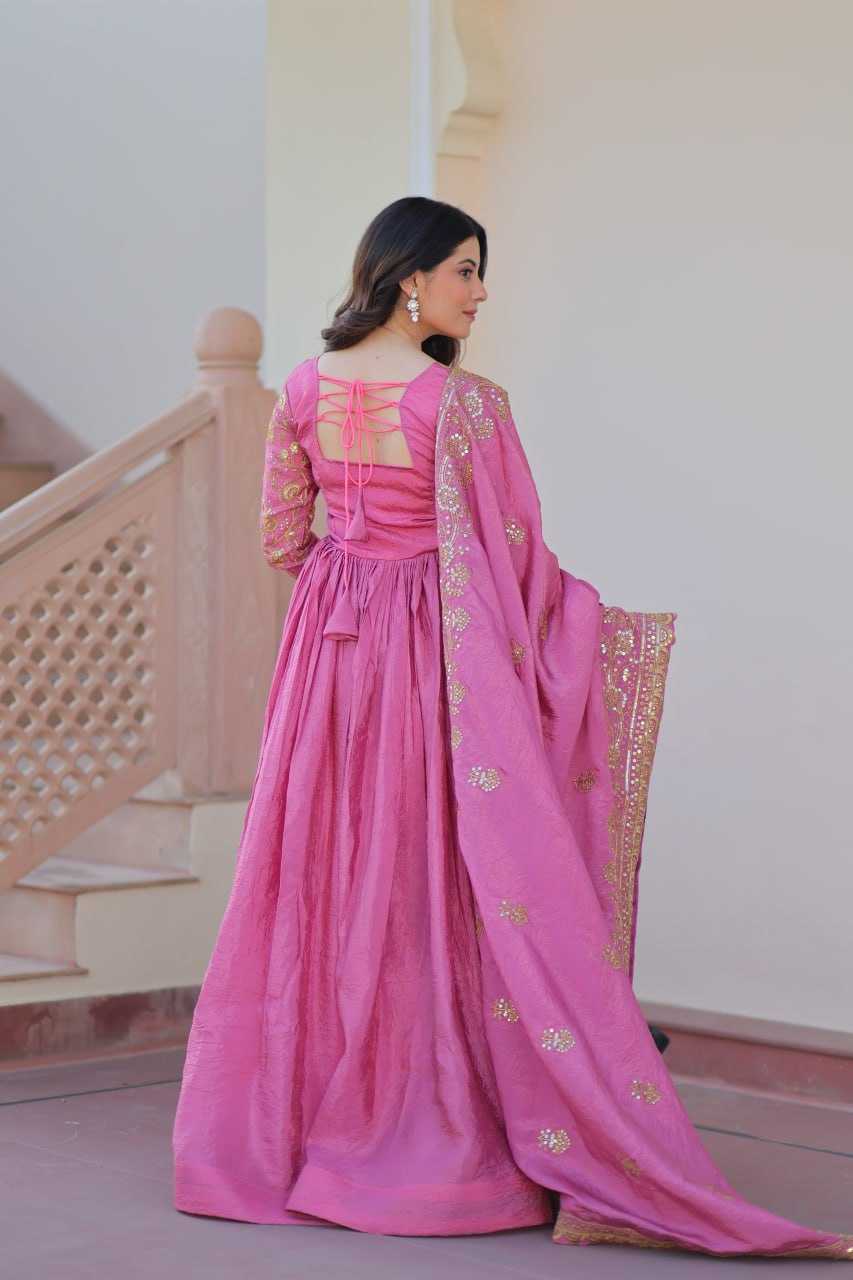 Ynf Crush Silk KESH491 9240 Gowns Wholesale Fancy Gowns Embroidery Gowns Long Gowns Manufacturer